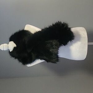 Auxiliary Black Faux Fur Washable Keyhole Scarf - One Size
